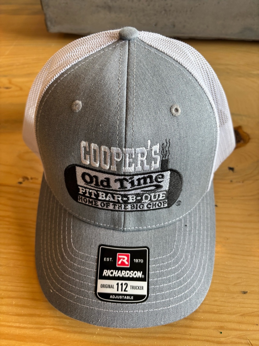 Richardson Trucker Hat - Cooper's Old Time BBQ Logo - Gray & White new